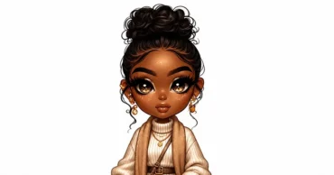 Stylized illustration of a fashionable traveler wearing a cream sweater and scarf with gold jewelry, representing international travel, cultural exploration, and life abroad.
