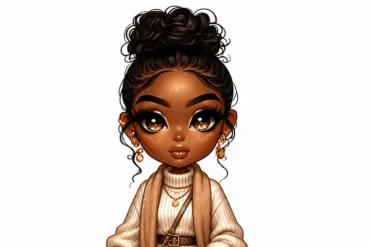 Stylized illustration of a fashionable traveler wearing a cream sweater and scarf with gold jewelry, representing international travel, cultural exploration, and life abroad.